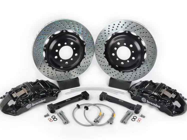 Load image into Gallery viewer, 01-06 M3 (E46), Front, Drilled, Black, 6 Piston, 355x32 2-Piece
