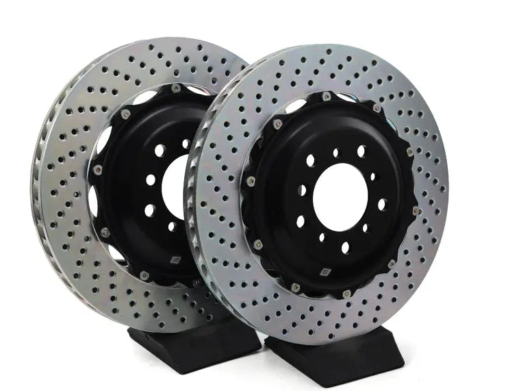 Load image into Gallery viewer, 01-06 M3 (E46), Front, Drilled, Black, 6 Piston, 355x32 2-Piece
