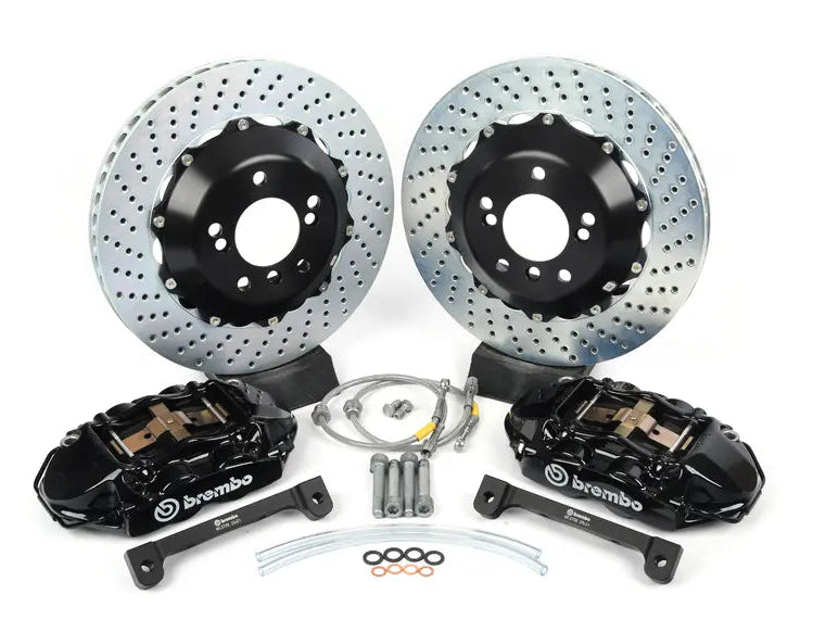 Load image into Gallery viewer, 01-06 M3 (E46), Rear, Drilled, Black, 4 Piston, 345x28 2-Piece
