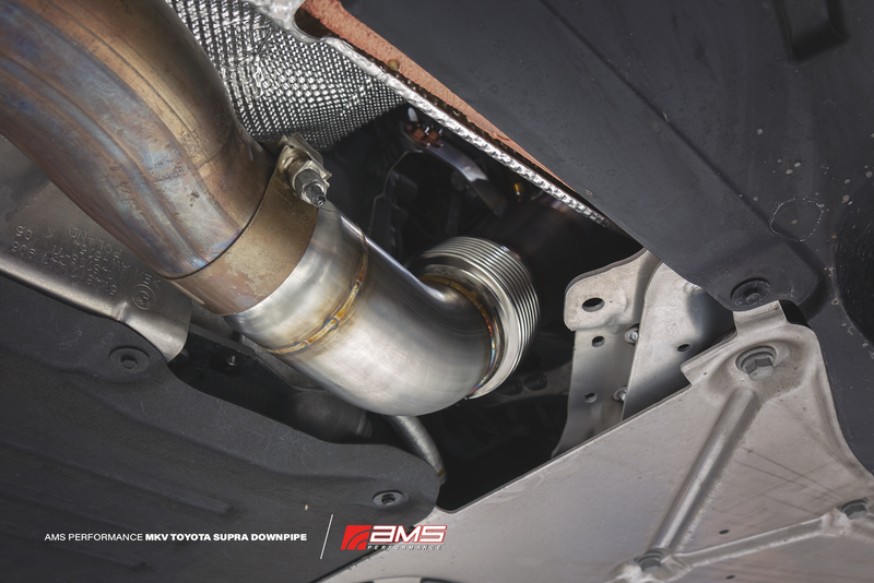 Load image into Gallery viewer, AMS Performance Toyota GR Supra Stainless Steel Race Downpipe

